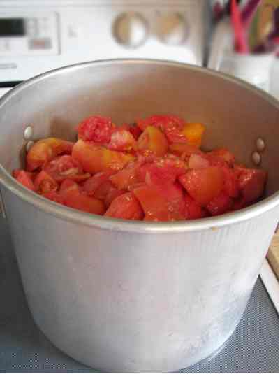 tomatoes cooking for salsa