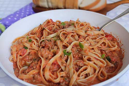 Pasta with Meat Sauce Final Dinner