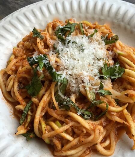Zucchini Noodles with red sauce