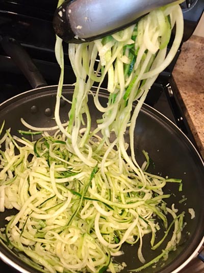 saute the zucchini to make zoodles