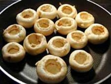 cleaned mushroom caps ready to be filled